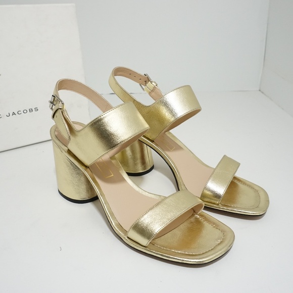🆕 Marc Jacobs Ankle Strap Heels Sandals Gold 8 M - Picture 2 of 6